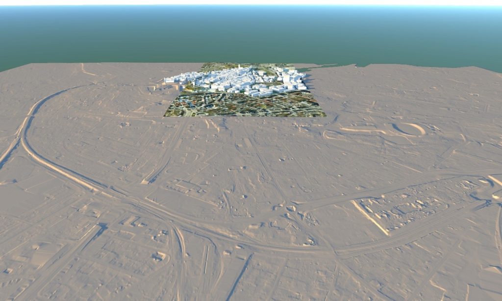Infraworks, Maa-amet Geotiff, ortofotod ja linnaplaneerimis ameti hoone kuubikud DWG